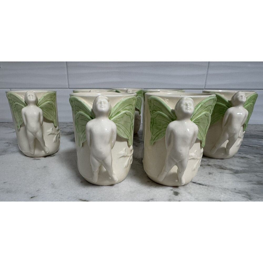 Vtg Vandor Imports 1979 Fairy Nymphs Winged Handle Coffee Cups Mugs Set 7 - Picture 6 of 13